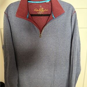 Robert Graham Burgundy and Gray Zip-Up Sweater